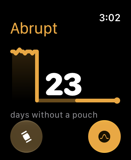 Abrupt on Apple Watch: 23 days, log and craving buttons